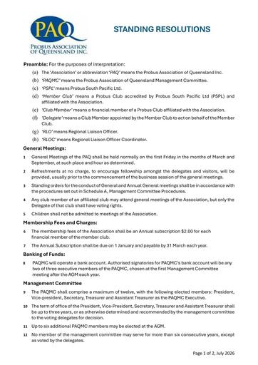 DM07   Standing Resolutions 2026