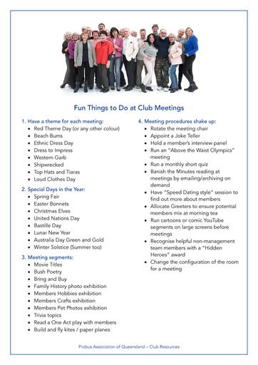 Fun Things to Do at Club Meetings   Jeni Neary